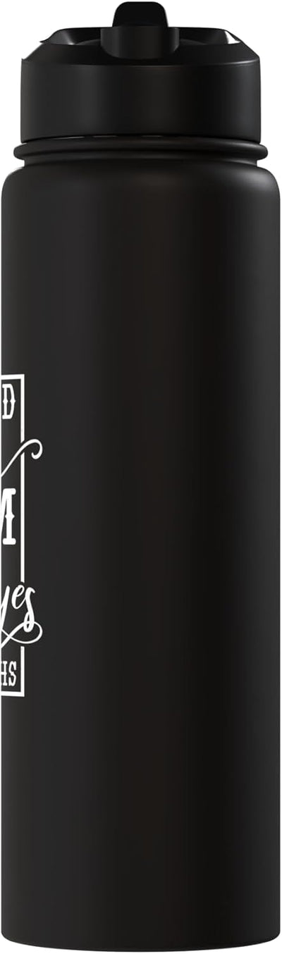 Botella de agua acero inoxidable con tatuajes latina mama ojos marrones piernas gruesas