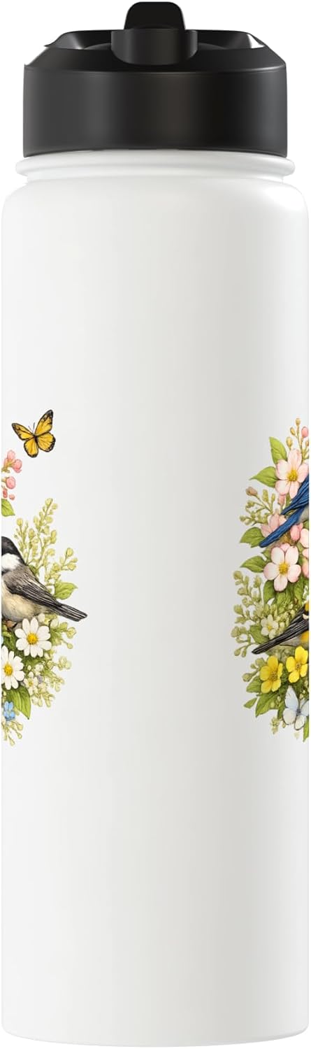 Botella de agua acero inoxidable con flores Spring Songbirds