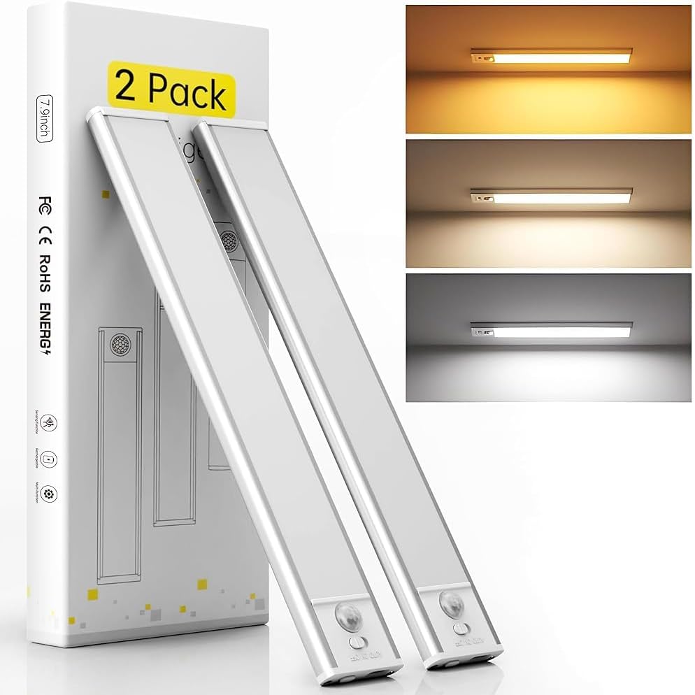 Iluminación inalámbrica gabinete pack 2 luces recargables sensor