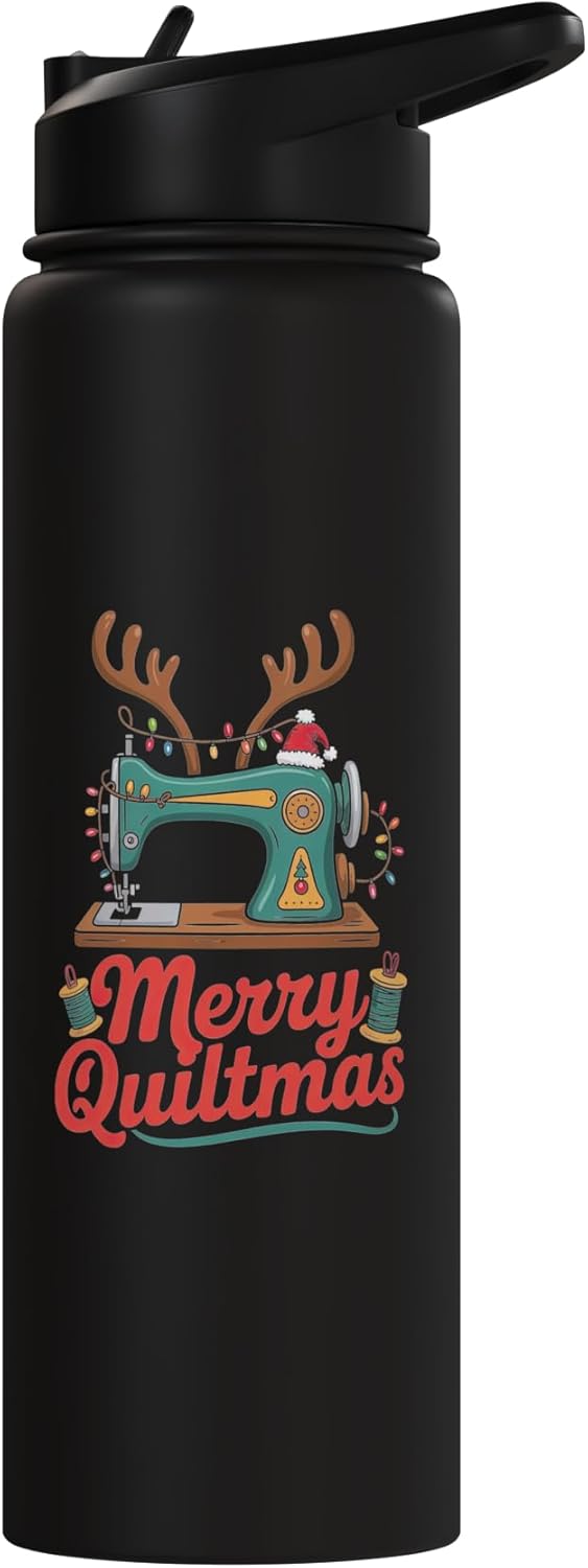 Botella de agua acero inoxidable aislada navideña con Santa