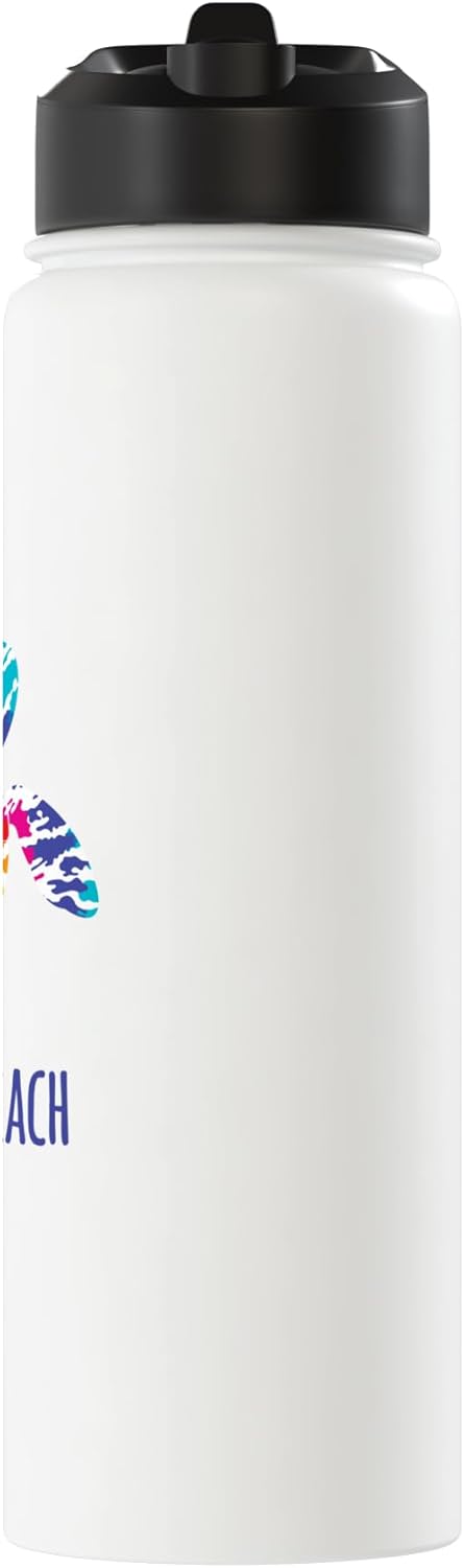 Botella de agua acero inoxidable aislada estilo boho con estampado tie dye