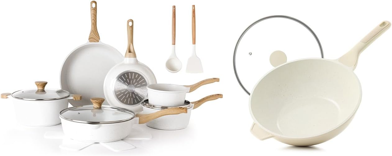 Set 16 Pzas Utensilios Cerámica Sartén 4.5qt Antiadherente