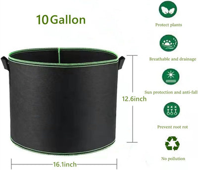 5 Pzas Bolsas Cultivo 10gal Tela No Tejida Gruesa con Asas