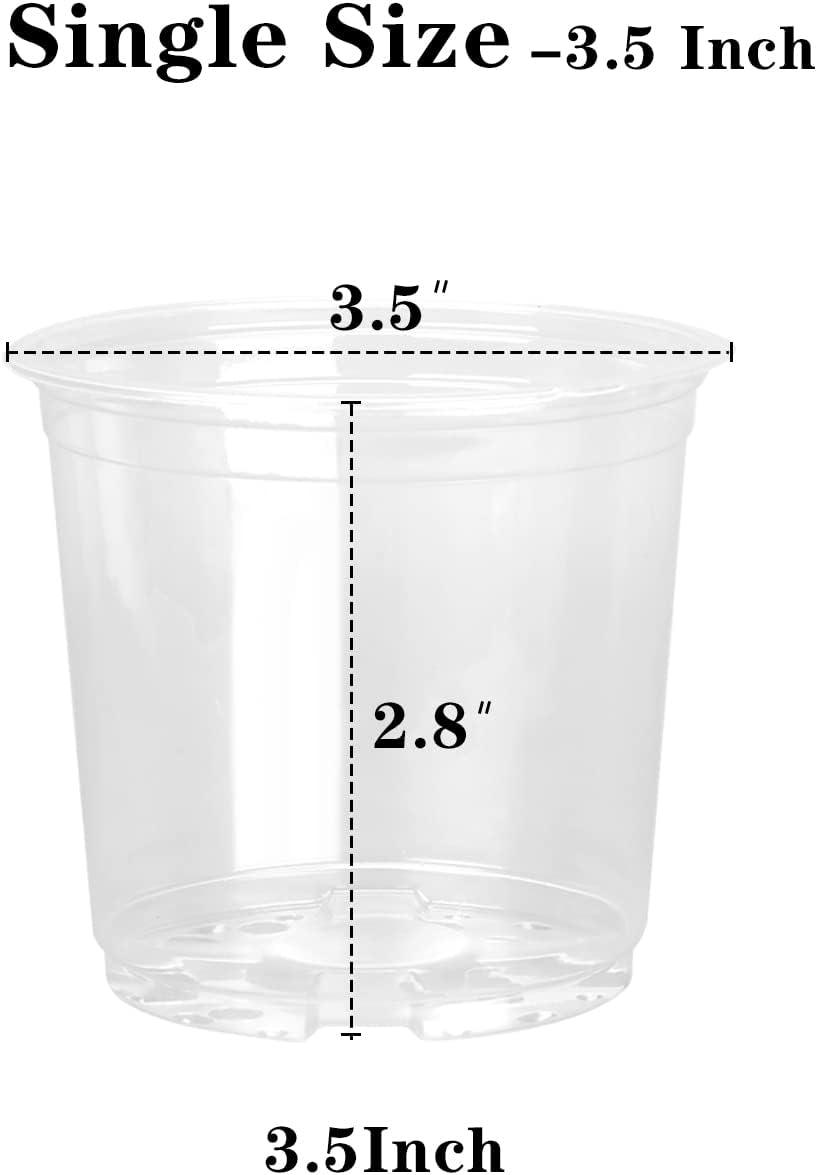 20 Macetas Plástico Transparente 3.5pulg con Agujeros Drenaje