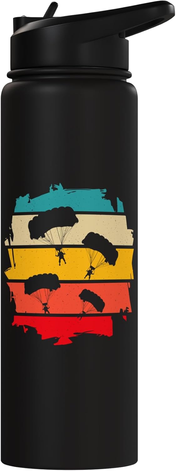 Bottella de agua aislada vintage skydiver sunset acero inoxidable