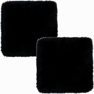 2 Cojines Lana Piel Oveja Antiderrap Negro