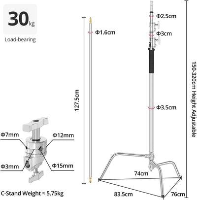Soporte luz en C metal brazo pluma 10.5ft reflector ajustable