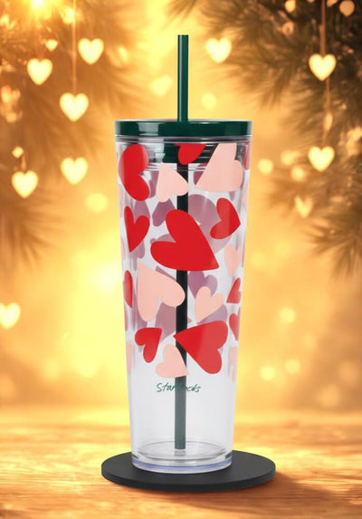 Vaso reutilizable Starbucks 24oz diseño San Valentín con popote