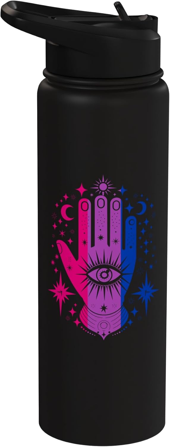 Botella de agua aislada de acero inoxidable Mystic Hand & Eye Bi-Pride