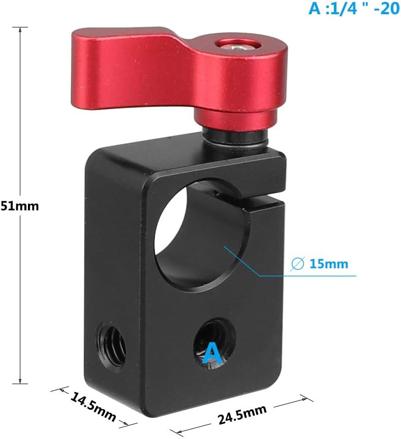 Adaptador abrazadera varilla 0.591pulg rosca 1/4-20 para LED