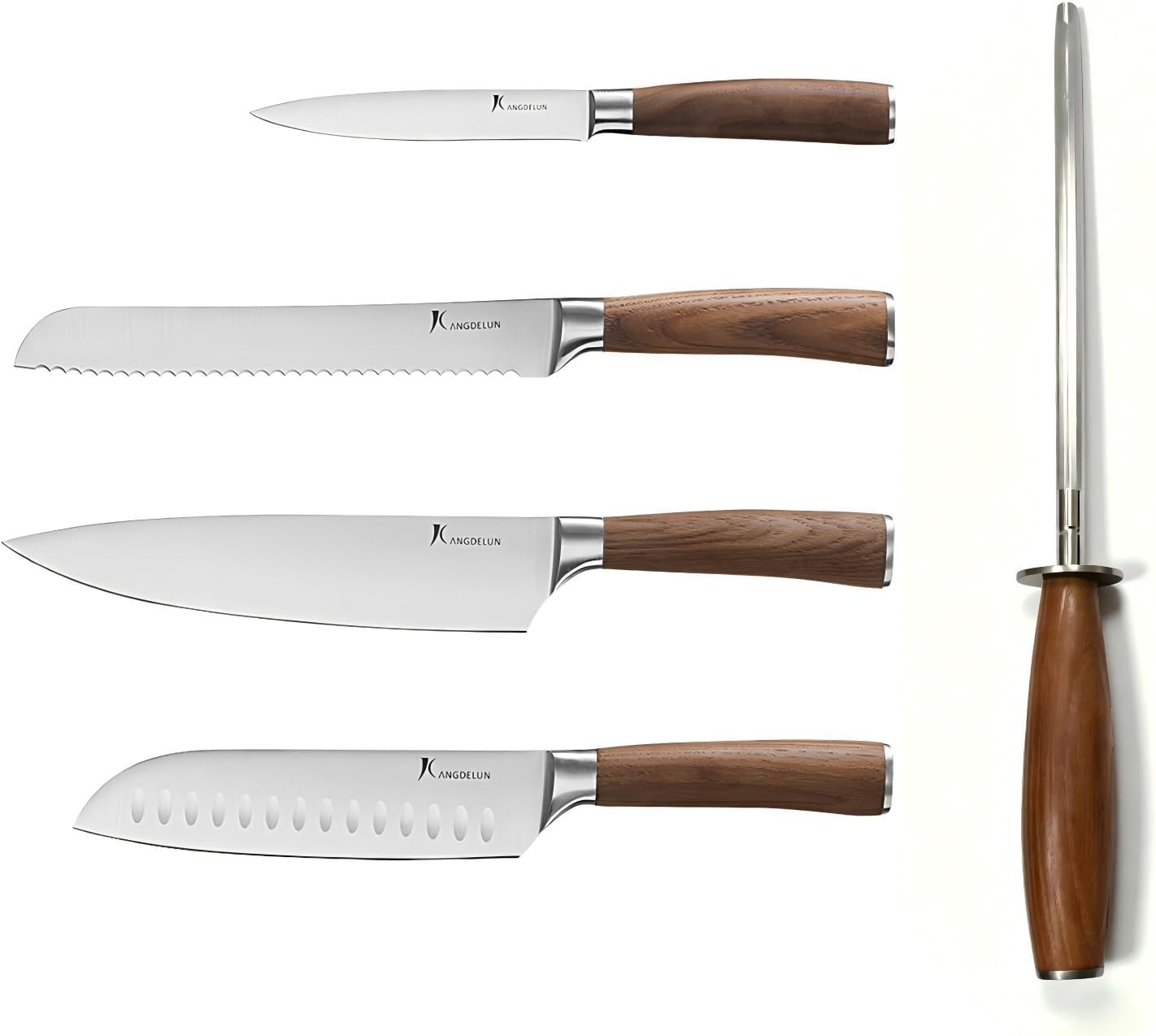 Set 4 Cuchillos Chef Acero Inox Alta Carbono con Afilador de 8pulg