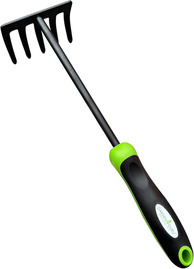Herramienta rastrillo acero carbono mango ergonómico jardinería