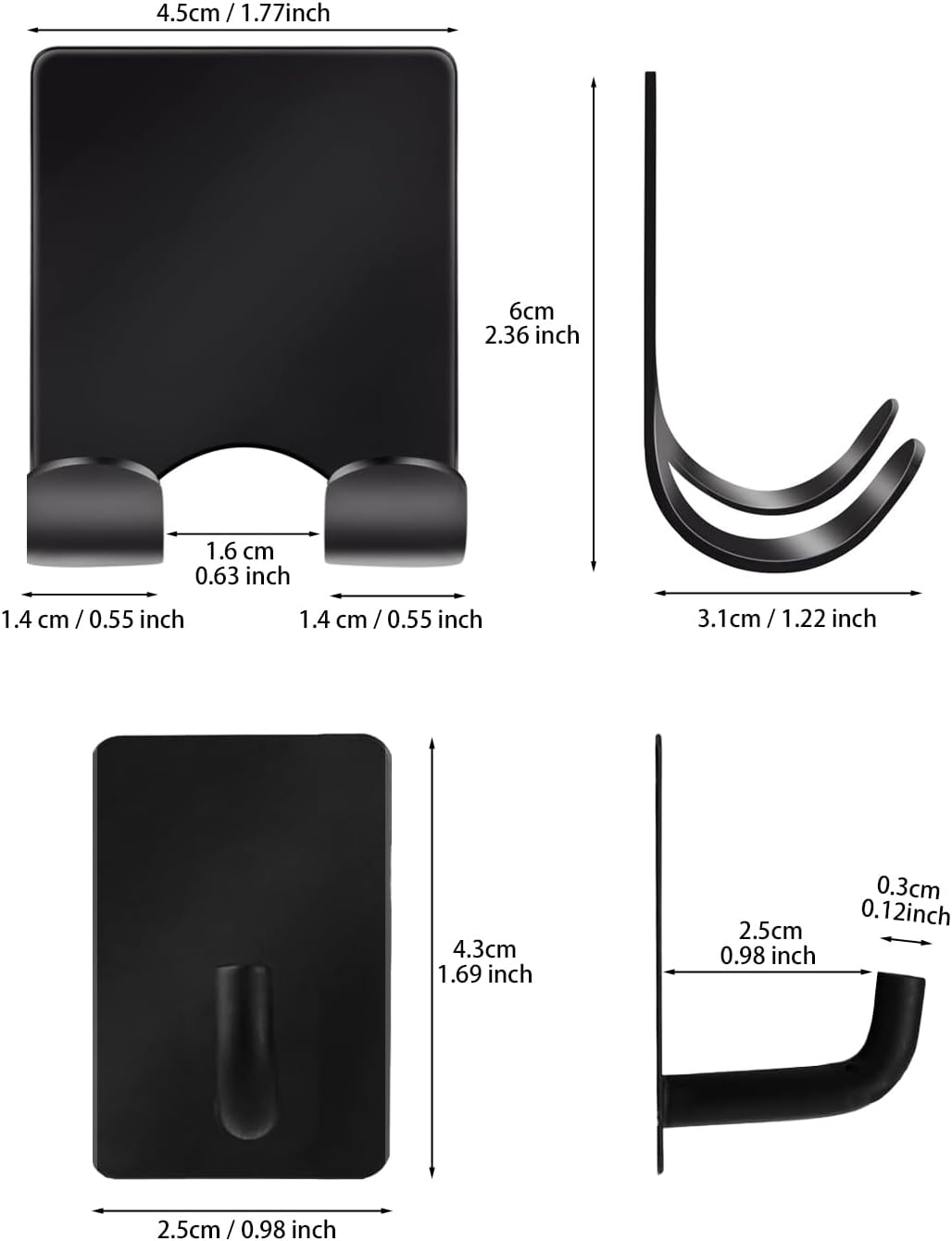 2 Soportes Maquinilla Ducha 6 Ganchos Adhesivos Pared Baño