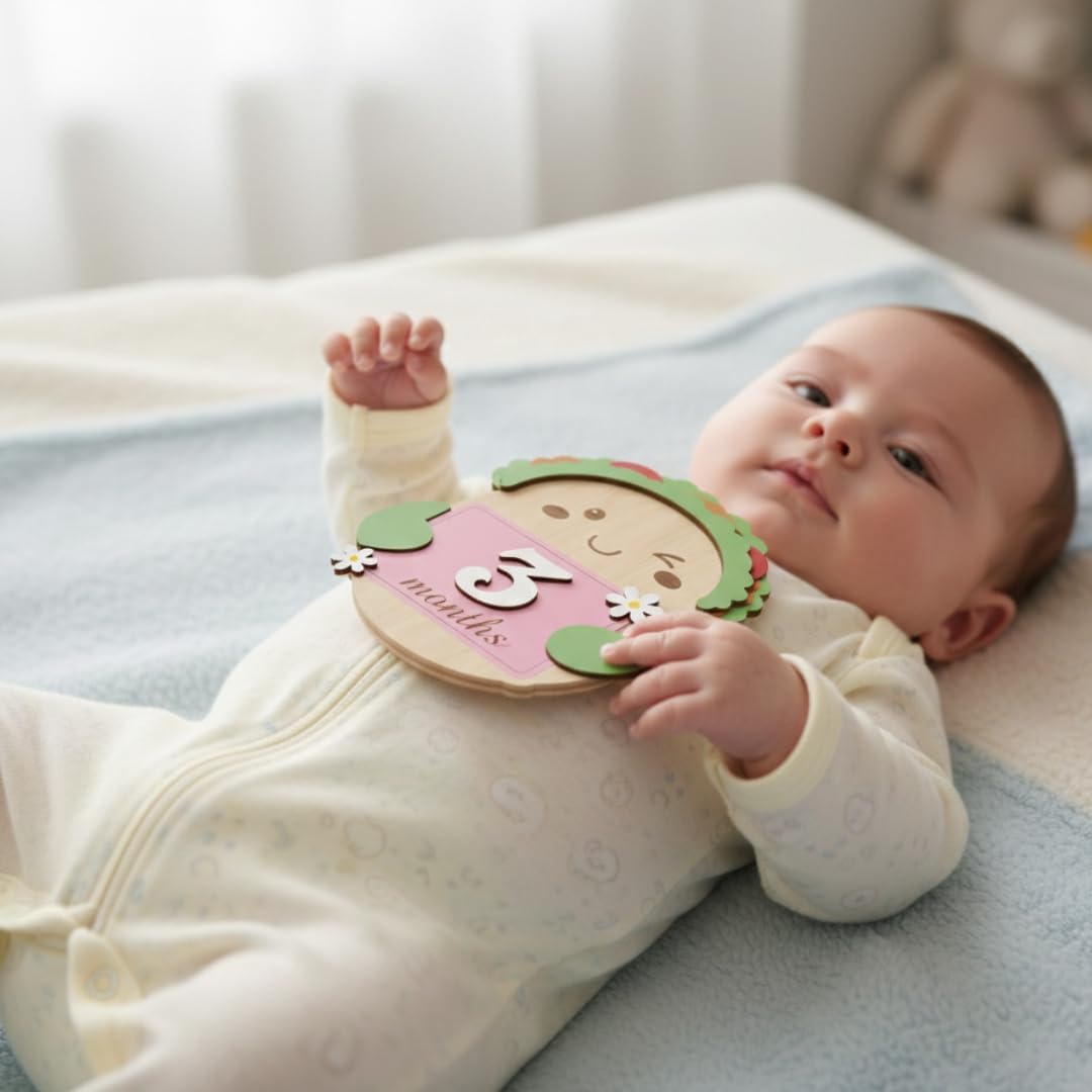 Letreros madera hitos bebé 1-12 meses con números