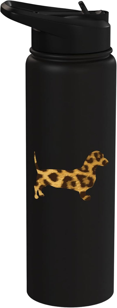 Botella de agua aislada para perros con estampado de dachshund