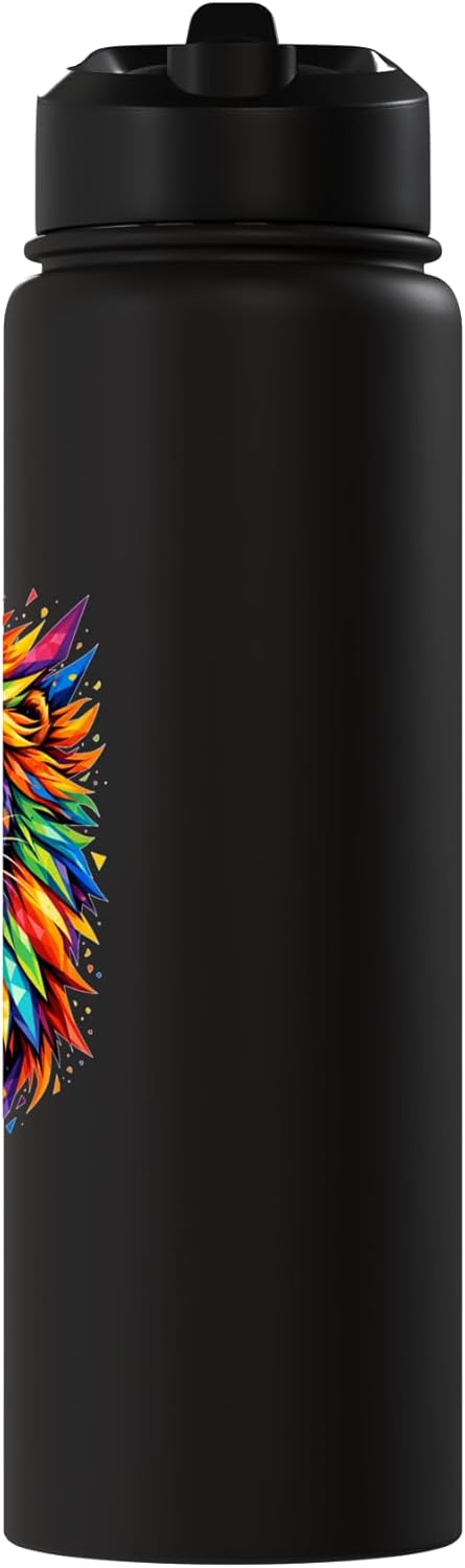 Botella agua acero inox aislada arte geométrico león