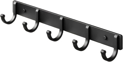 Ganchos pared para abrigos bolsas llaves metal negro 5 unidades