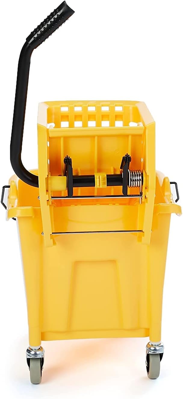 Cubo escurridor piso comercial 35qt con ruedas amarillo