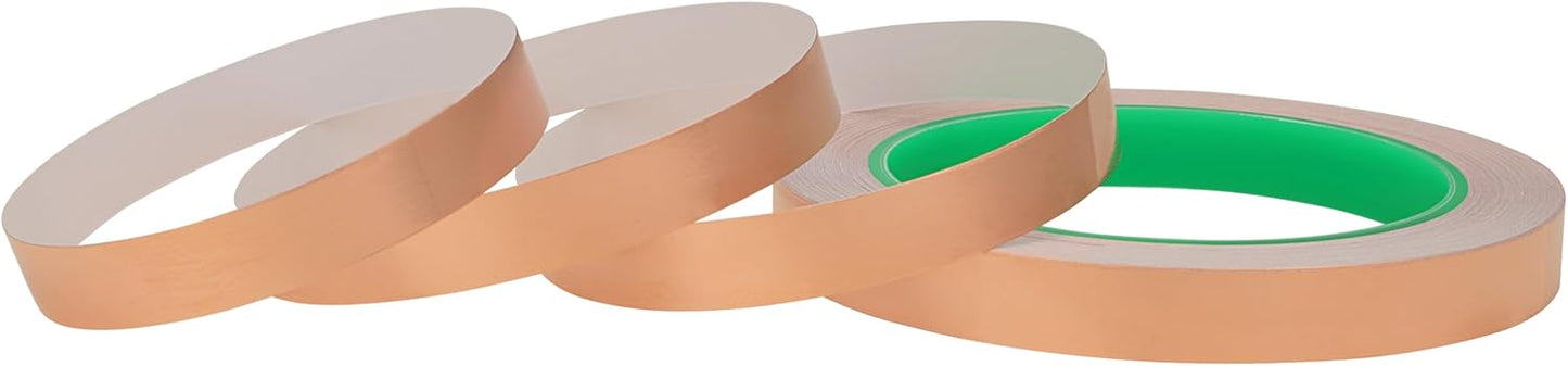 Cinta cobre adhesiva doble conductor para guitarra y blindaje EMI