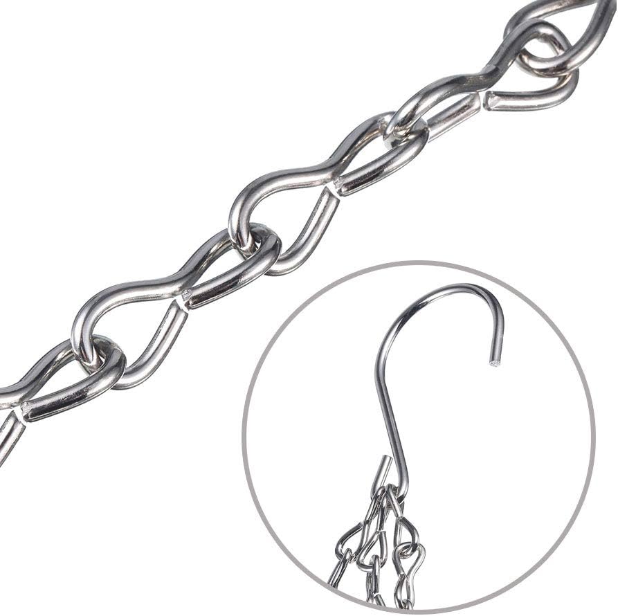 4 Cadenas Colgantes 24pulg con Ganchos para Macetas Plateado