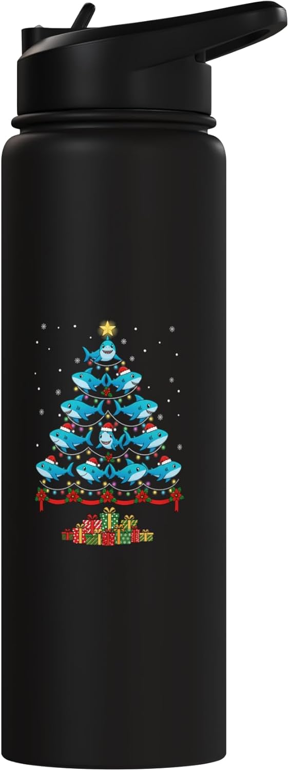 Bolso termo para agua navideño de acero inoxidable con gorros de santa