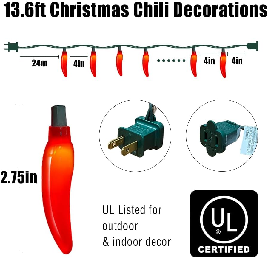 Guirnalda luces chile 13.6pies 35LED rojo impermeable