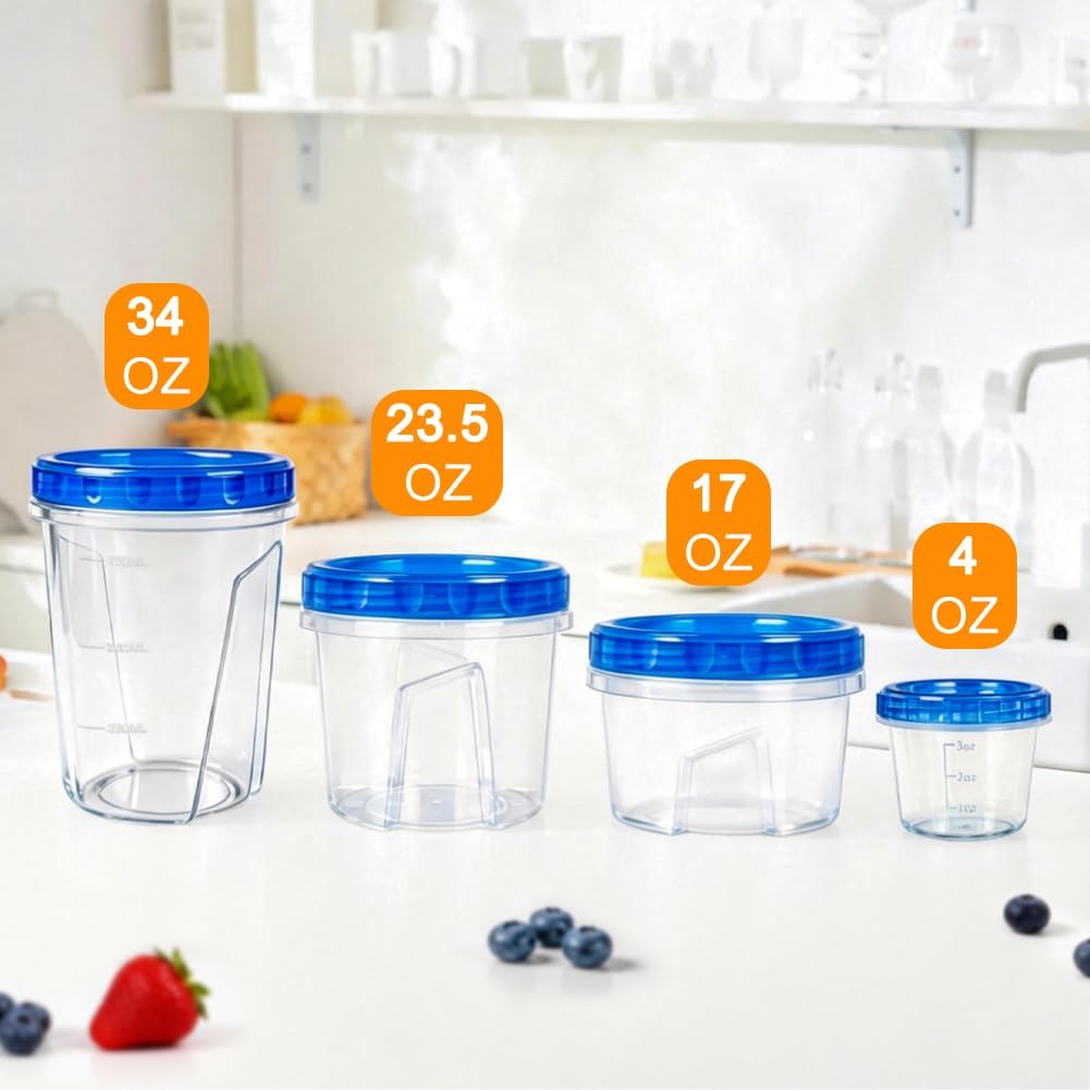 12 Pzas Recipientes 4oz con Tapas Giratorias para Congelador