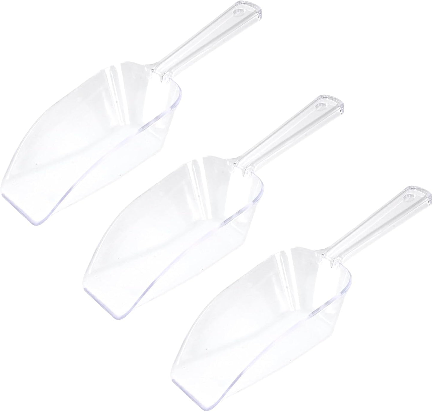 3 cucharas de hielo plástico transparente para congelador y bufé de dulces