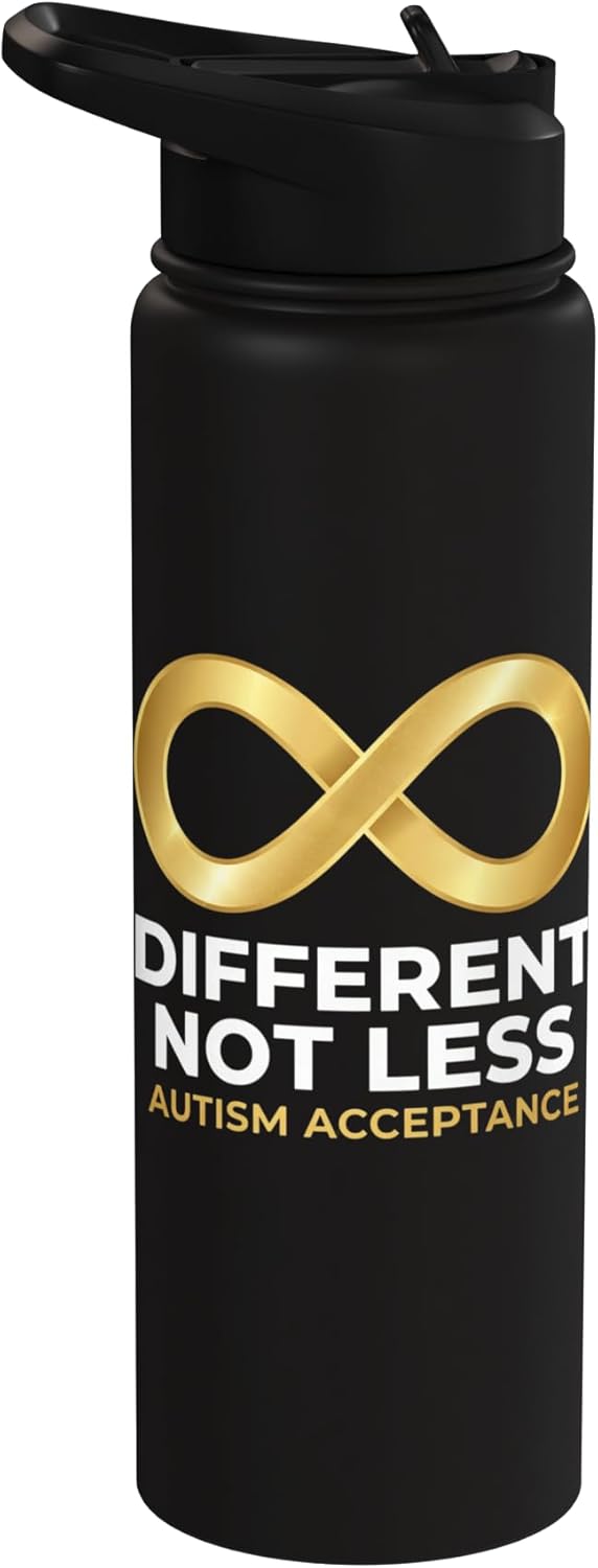 Botella de agua aislada de acero inoxidable Different Not Less Autism