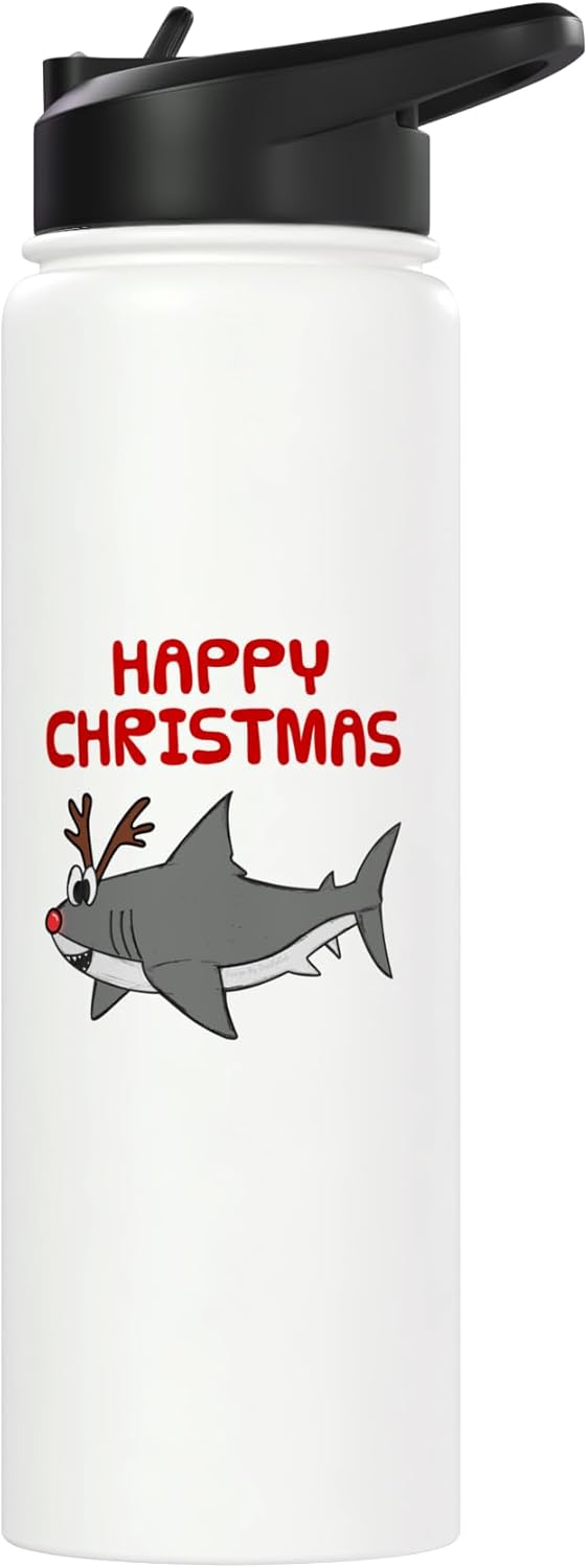 Botella agua acero inox aislada navidad reno