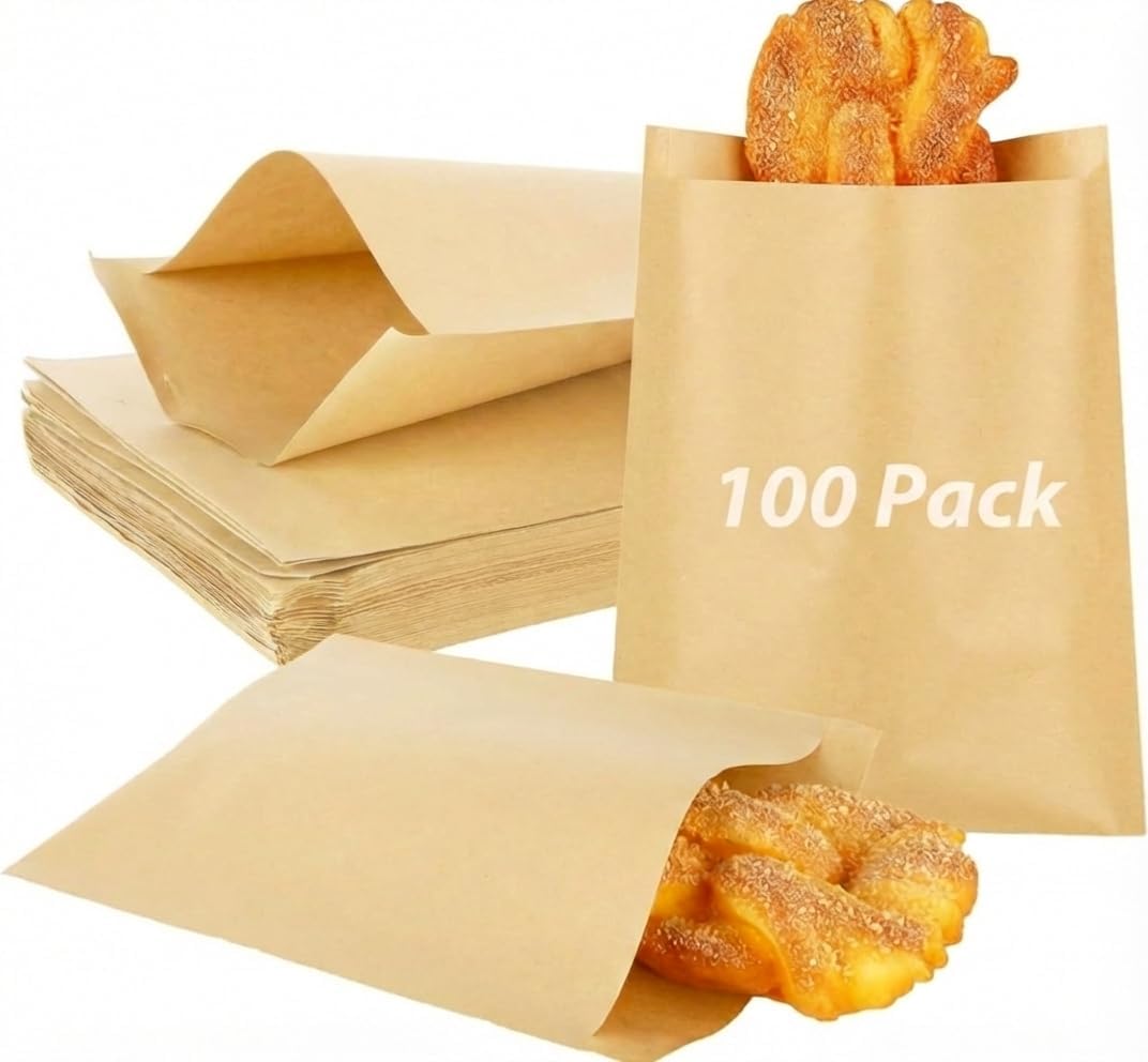 Paquete de 100 bolsas de papel encerado para sándwich 7.9 x 5.9 pulgadas a prueba de grasa