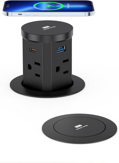 Toma corriente 2.5pulg con cargador inalámbrico 15W USB C 30W 4 puertos