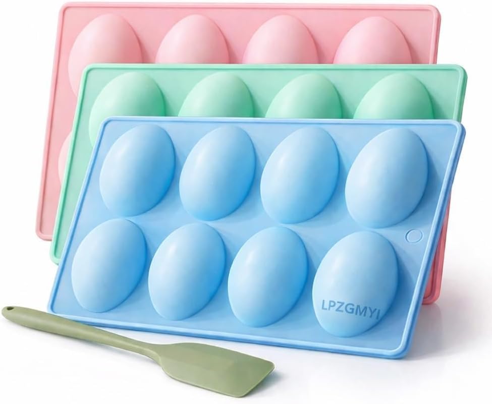 Moldes de silicona para huevos, paquete de 3 con 24 cavidades para hornear