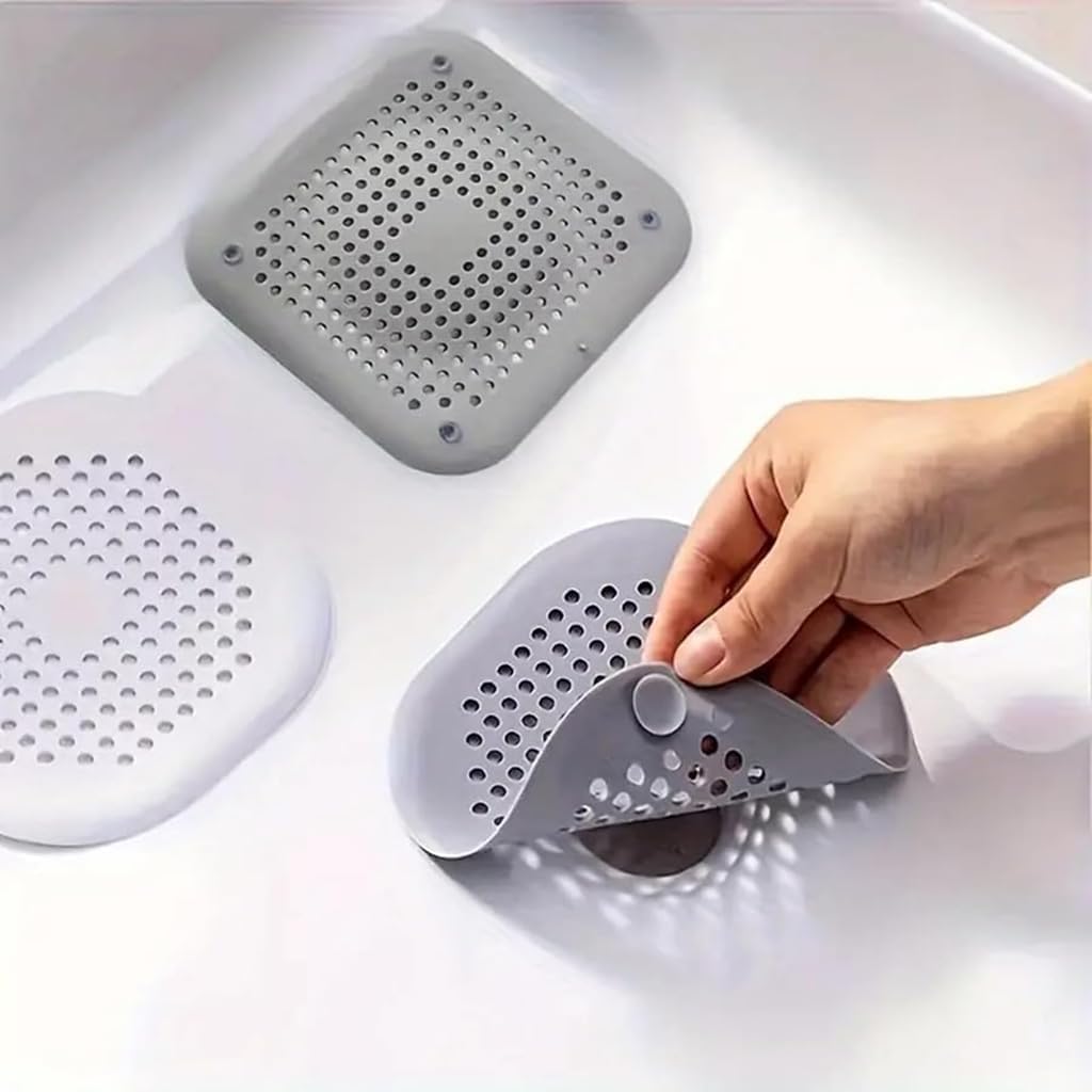 2 Coladores Silicona Flexible Drenaje Fregadero Gris
