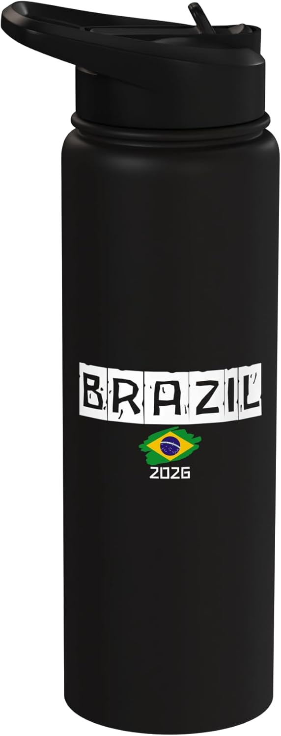 Botella de agua aislada de acero inoxidable con bandera de viaje