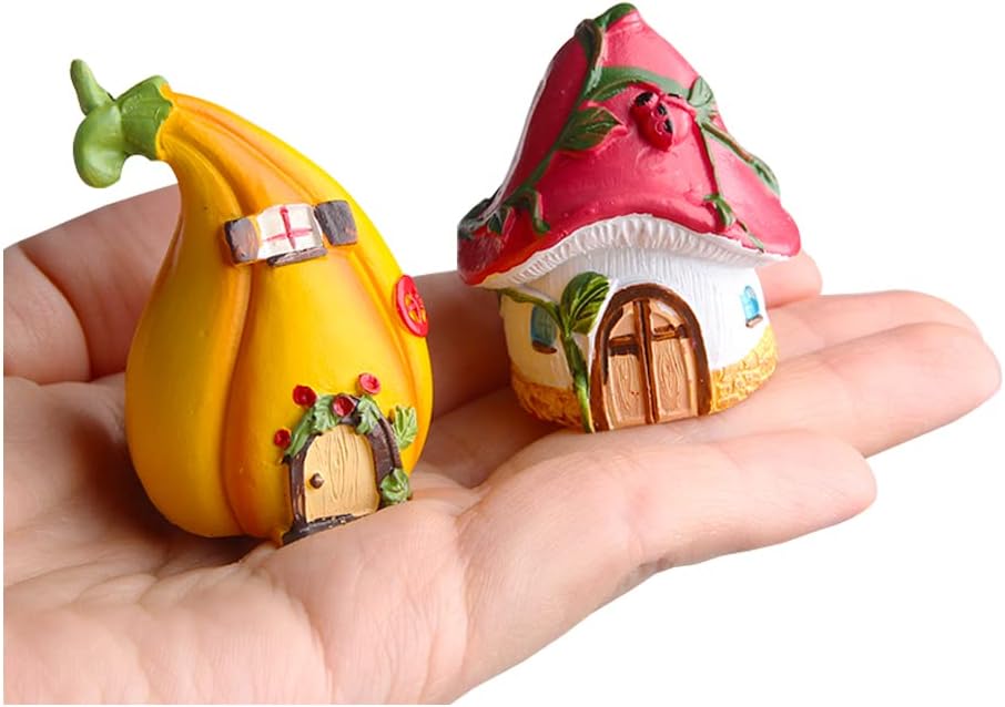 2 Pzas Figuras Hadas Mini Casa Jardín Decoración Resina