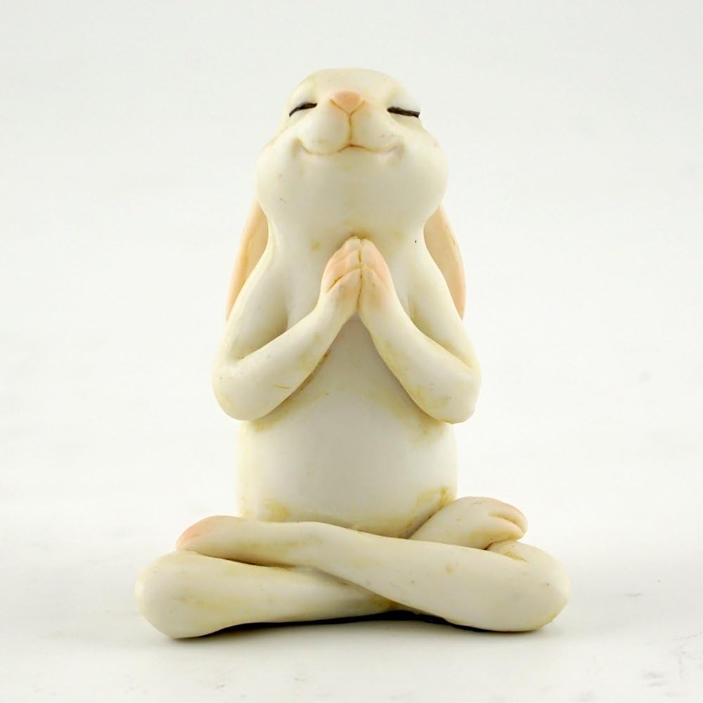 Jardín hadas miniatura conejito yoga postura Namaste crema