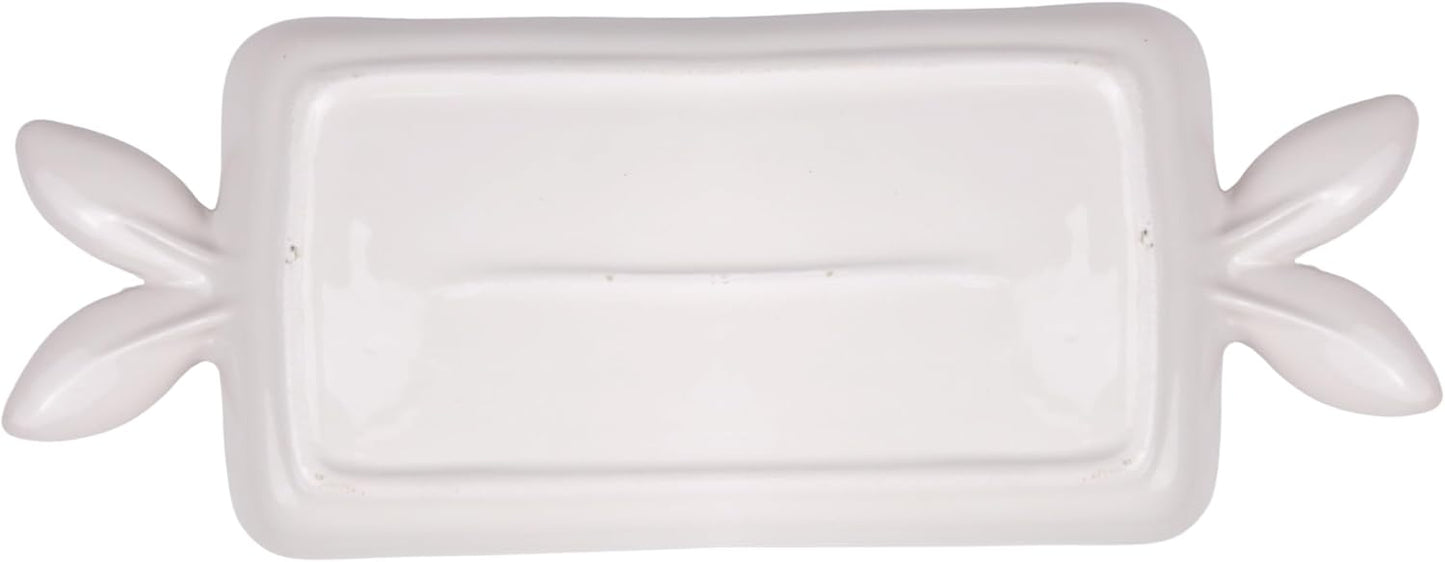 Bandeja Cerámica Servir Pascua Conejo Blanco 14pulg