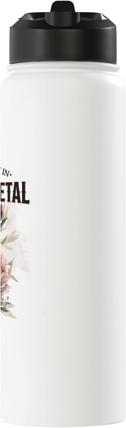 Botella agua acero inox aislada con flor