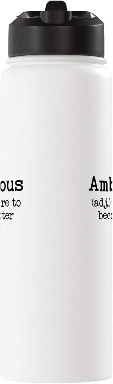 Botella agua acero inox con texto inglés