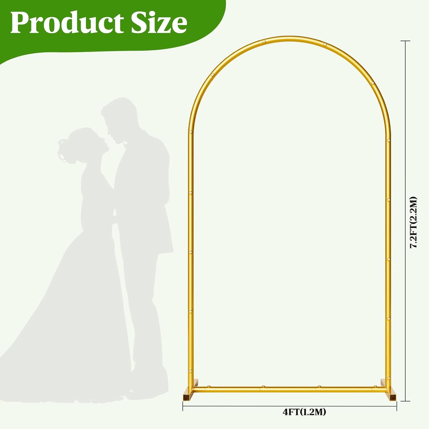 Soporte arco boda metal 7.2ft dorado estable decoración