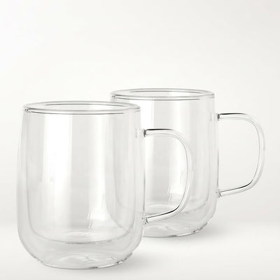 Tazas café vidrio doble pared 14oz set 2