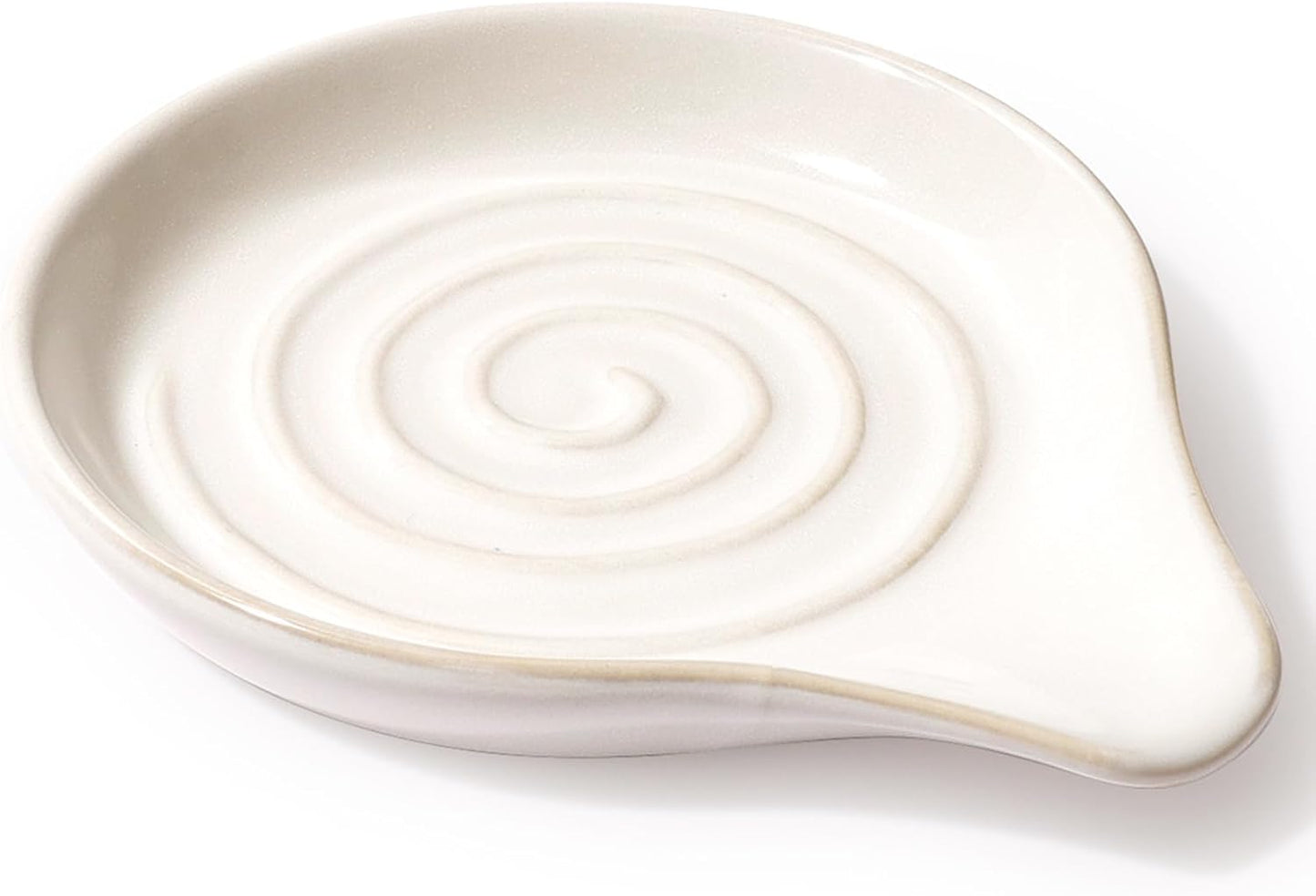 Soporte cuchara cerámica blanca encimera cocina 5.1pulg