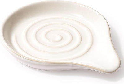 Soporte cuchara cerámica blanca encimera cocina 5.1pulg