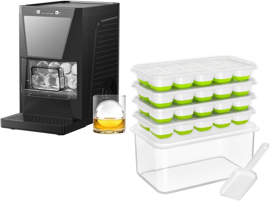 Set 4 Molde Cubos Hielo con Recipiente 2.2pulg
