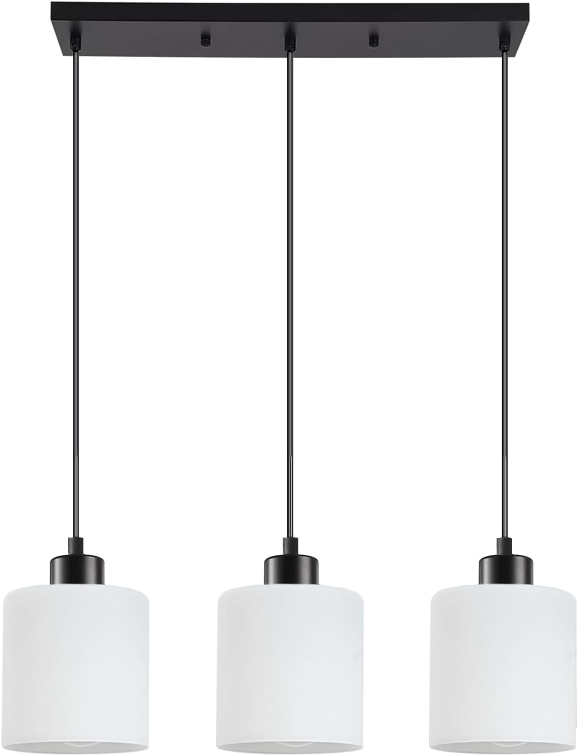 Lámpara colgante 3 luces vidrio blanco luz ajustable E26