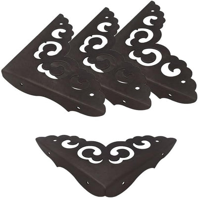 4 Protectores Esquina Metal Negro Vintage para Muebles