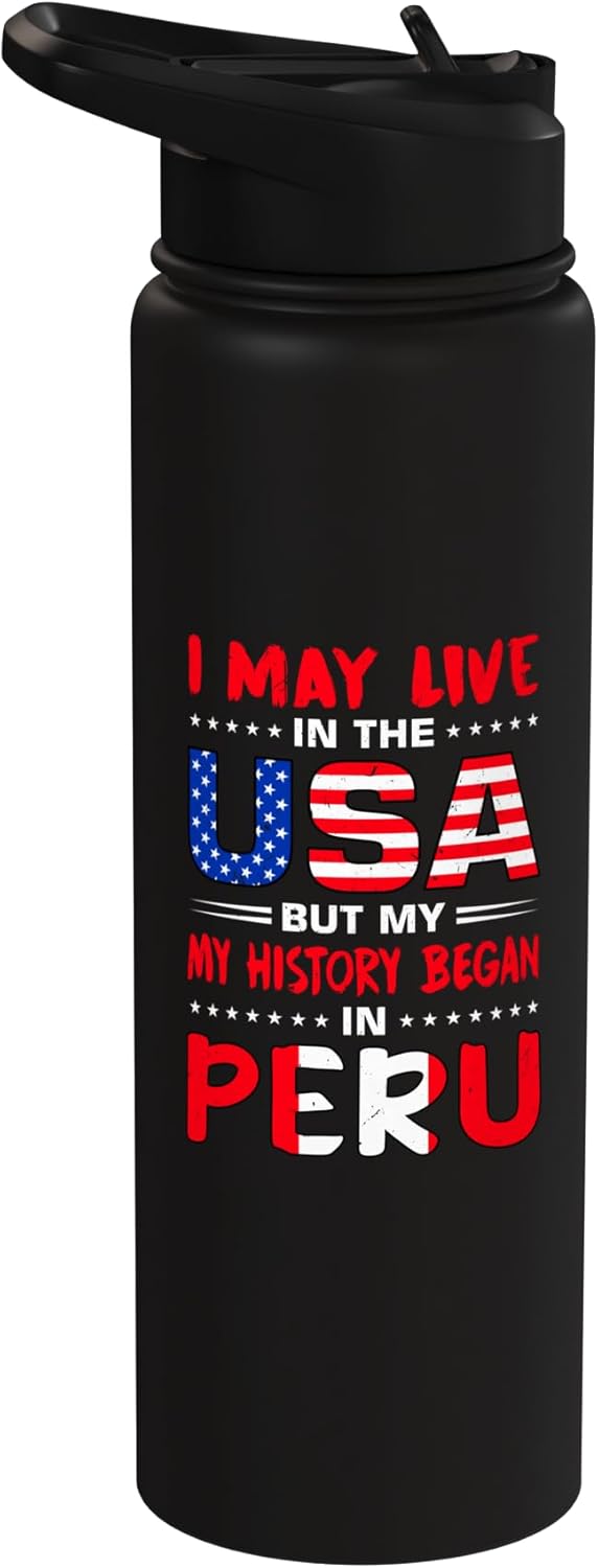 Botella de agua acero inoxidable sin BPA con bandera peruana