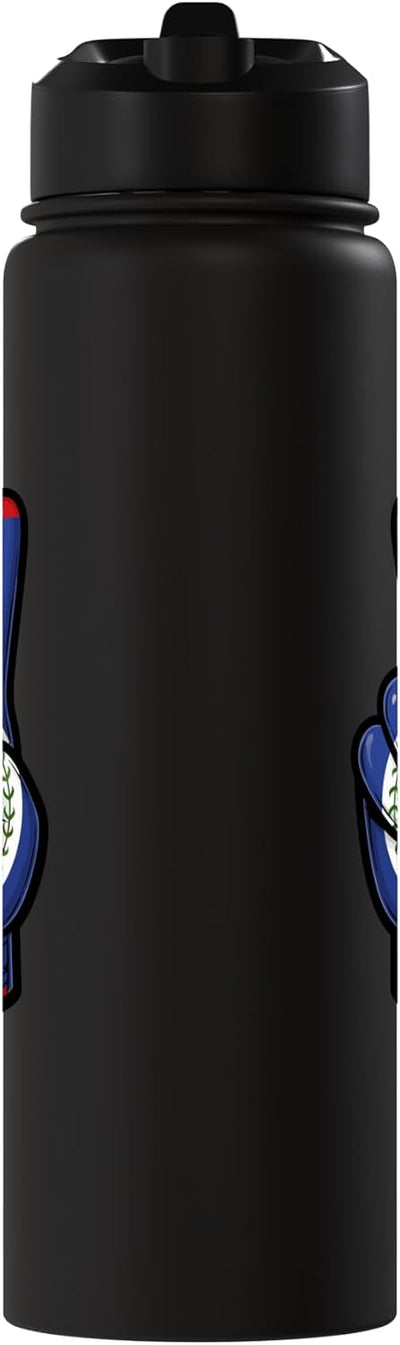 Botella de agua aislada con bandera de Belice en acero inoxidable