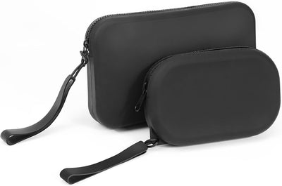 Bolsa maquillaje silicona portátil 2 pzas negro